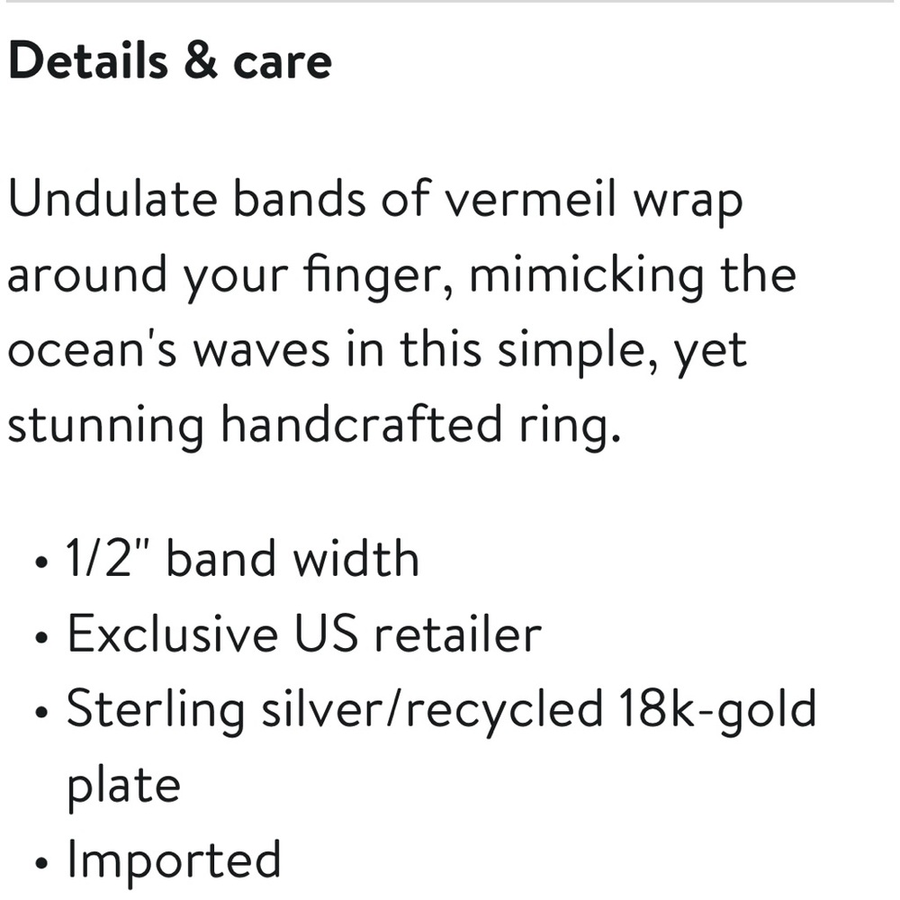 Monica Vinader 18k Vermeil Gold Wave Triple Band Ring - Picture 4 of 6